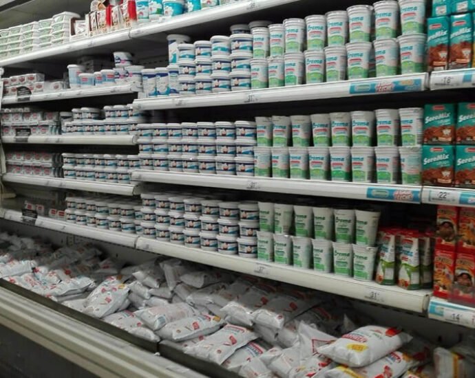gondola de lacteos en supermercado argentino